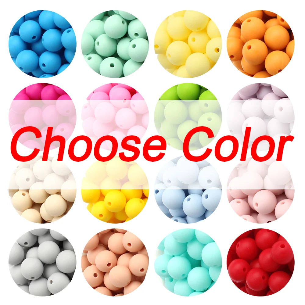 15mm Silicone Beads Set - Colorful Loose Beads for DIY Keychains, Jewelry & Beaded Pen Crafts