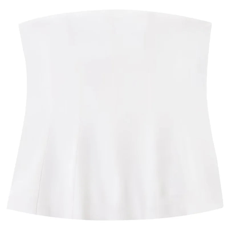 HXAO Women’s Summer 2025 Corset Tube Top – Ruffled Bustier Vest, Sleeveless Backless Tank in White, Pink, Blue, Yellow & Black