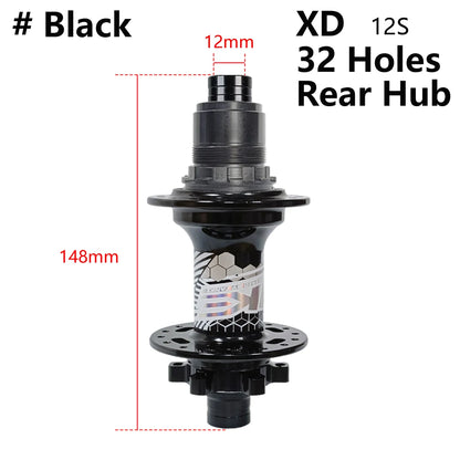 BOOST MTB Bicycle Hub - 148x12mm Aluminium Bike Hub 6 Pawls 120 Click HG XD Micro Spline 32H 8-12 Speed