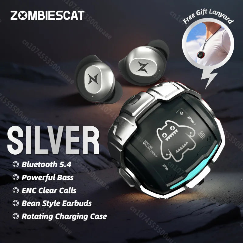 ZOMBIES CAT B12 Bean Wireless Earbuds - Bluetooth Sports Earphones with Deep Bass and Sport Lanyard