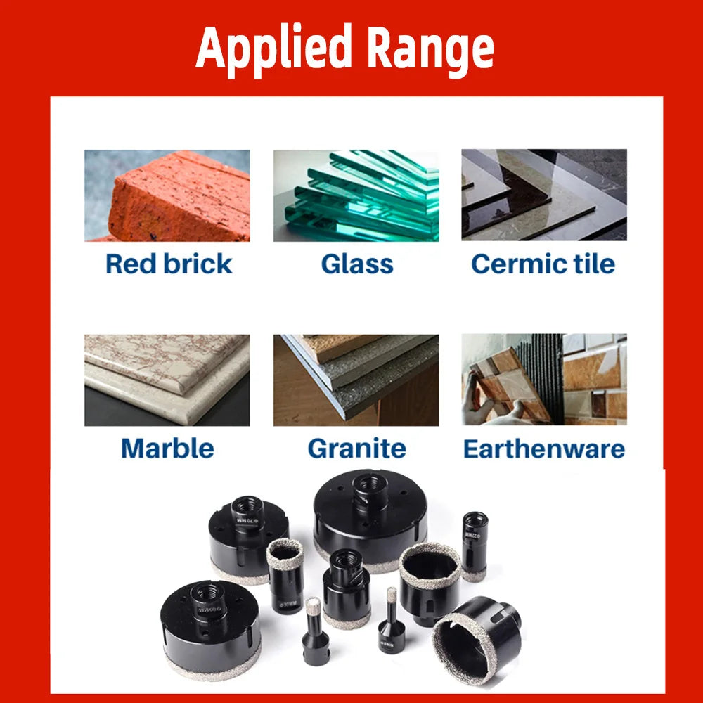 Diamond Brazed Dry Core Drill Bit 6–100mm Hole Saw (1pc) — For Porcelain Tile, Marble, Glass & Granite Cutting