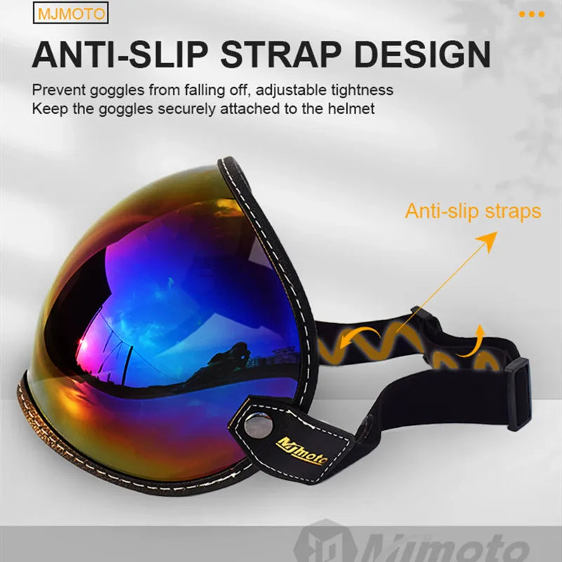 Universal Motorcycle Helmet Sun Visor – Anti-UV Windproof Bubble Lens for Open Face 3/4 Helmets