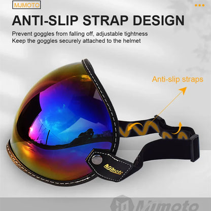 Universal Motorcycle Helmet Sun Visor – Anti-UV Windproof Bubble Lens for Open Face 3/4 Helmets