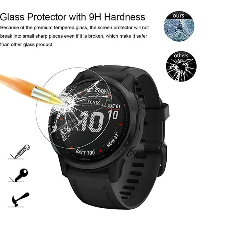 Tempered Glass Screen Protector for Garmin Fenix 8 7 6 Series – HD Sapphire Film for 43mm, 47mm, 51mm Smartwatch
