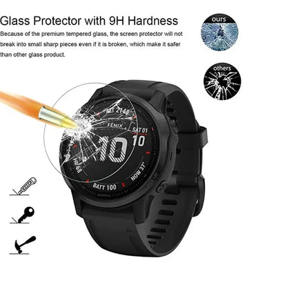 Tempered Glass Screen Protector for Garmin Fenix 8 7 6 Series – HD Sapphire Film for 43mm, 47mm, 51mm Smartwatch
