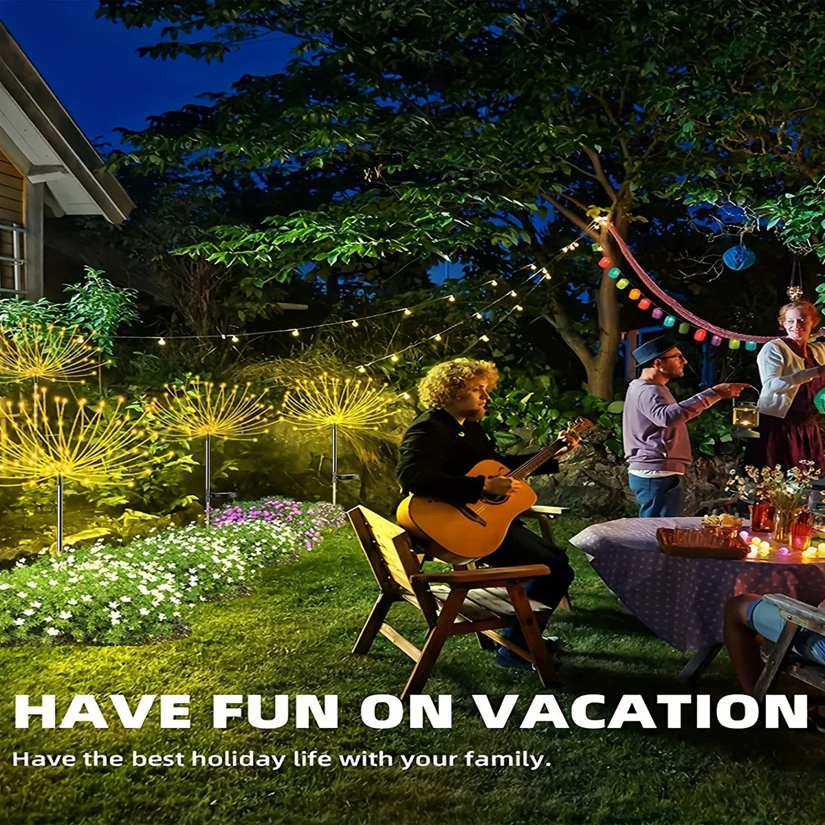 1 Pack Solar Firework Light Outdoor - IP65 Waterproof Solar Garden Flower Lights with 8 Lighting Modes - for Outdoor Lighting