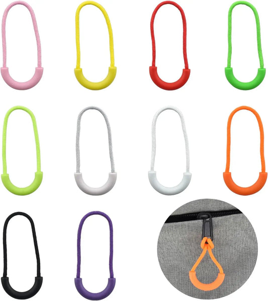 10PCS U-Shaped Zipper Pull Straps - Multi-Color Cord Lariat Pullers for Clothing, Luggage & Bags