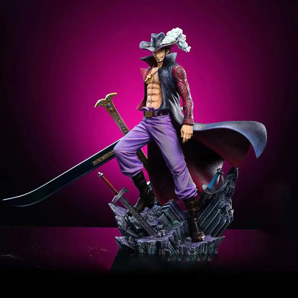 28cm One Piece Dracule Mihawk Figure — Eagle Eye PVC Anime Statue, Collectible Model Doll, Gift & Desk Ornament