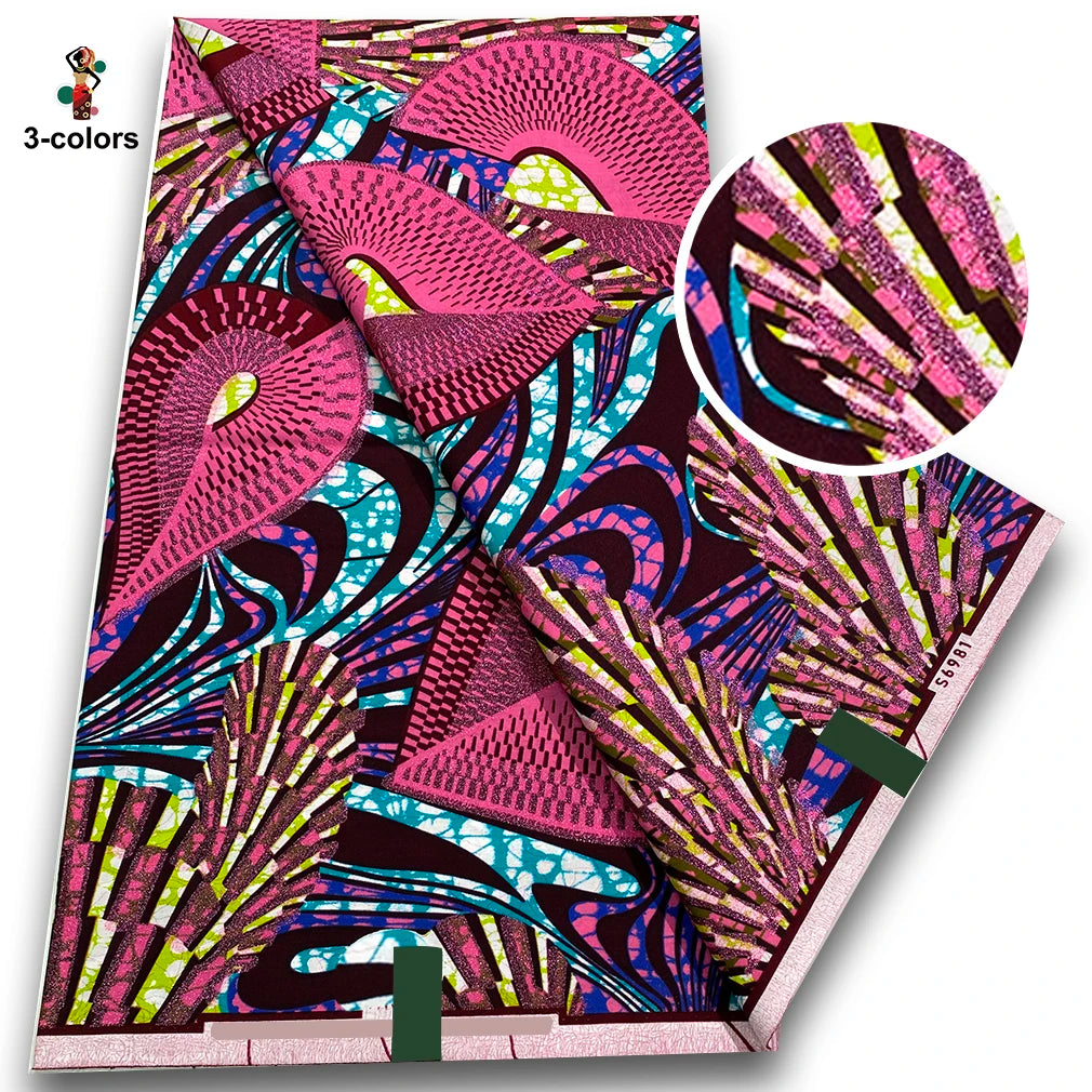 African Gold Print Wax Fabric - 100% Cotton Soft Nigerian Ankara Batik Pagne Material