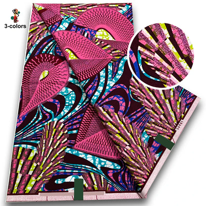 African Gold Print Wax Fabric - 100% Cotton Soft Nigerian Ankara Batik Pagne Material