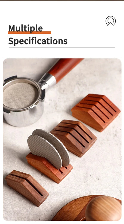 58mm Walnut Coffee Filter Screen Holder – Reusable Mesh Puck Screen for Espresso Machine Barista Use