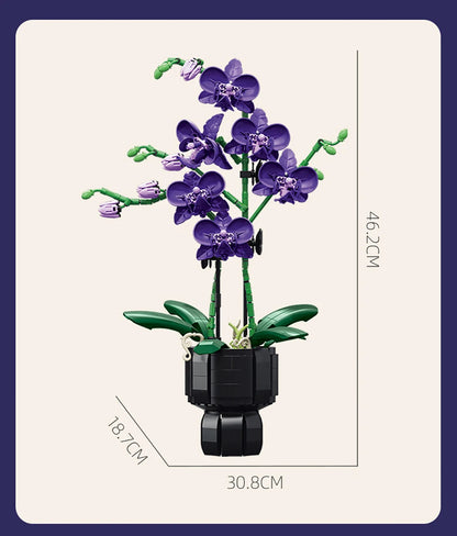 Orchid Cymbidium Building Blocks Set – DIY Potted Phalaenopsis Flower Simulation Toy for Valentine’s Gift