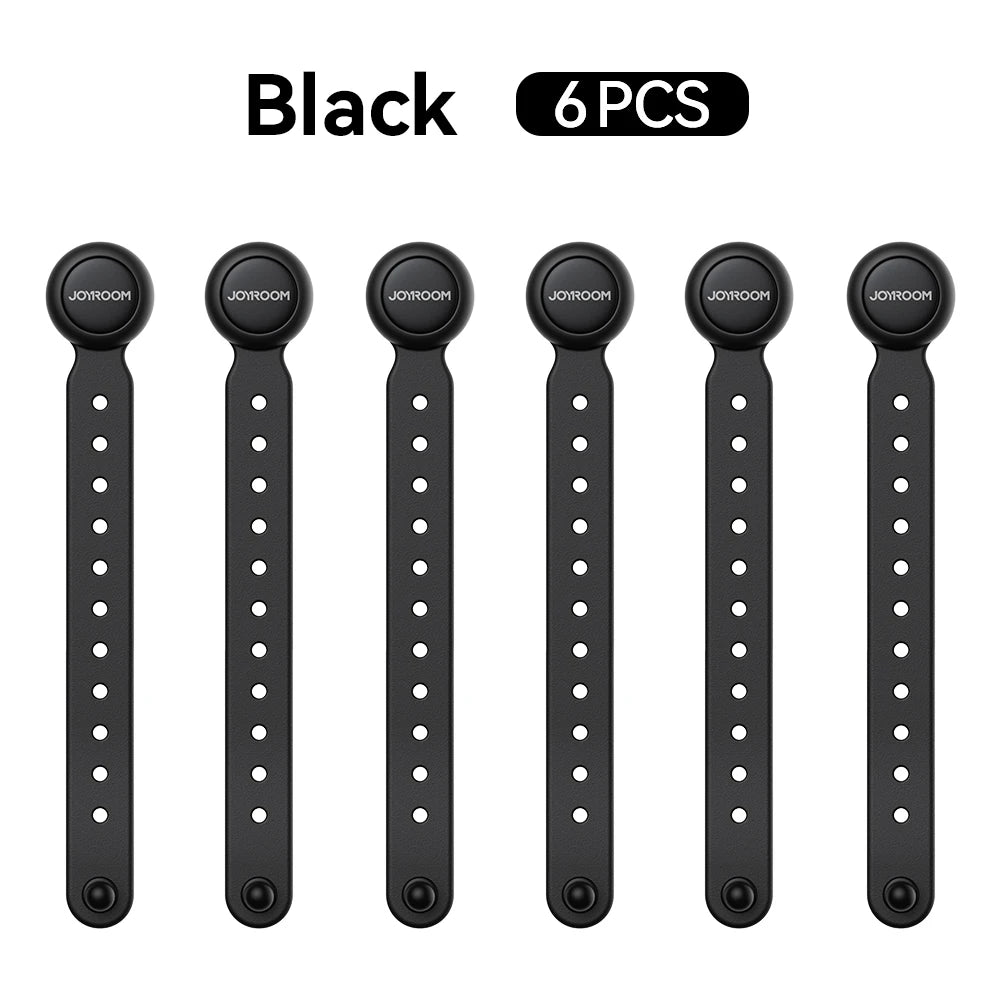 Joyroom Magnetic Cable Management Ties – 12/6PCS Adjustable Wire Organizer with Hook & Loop Straps for Home
