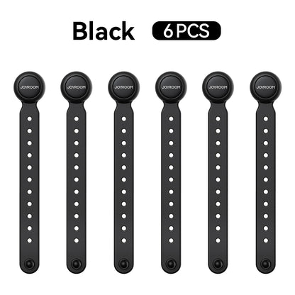 Joyroom Magnetic Cable Management Ties – 12/6PCS Adjustable Wire Organizer with Hook & Loop Straps for Home