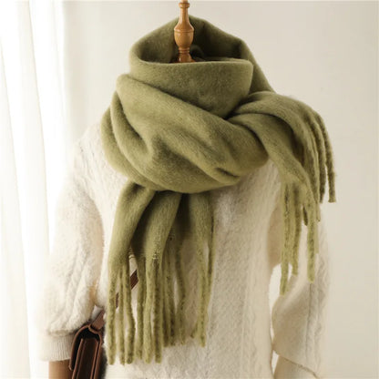 2025 Women’s Winter Scarf – Thick Warm Pashmina Shawl Wrap, Solid Color Cashmere Tassel Hijab Stole