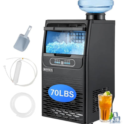 70LB/24H Ice Maker – Dual Water Inlets, Reservation Function, 11LB Storage Bin, Freestanding Ice Machine