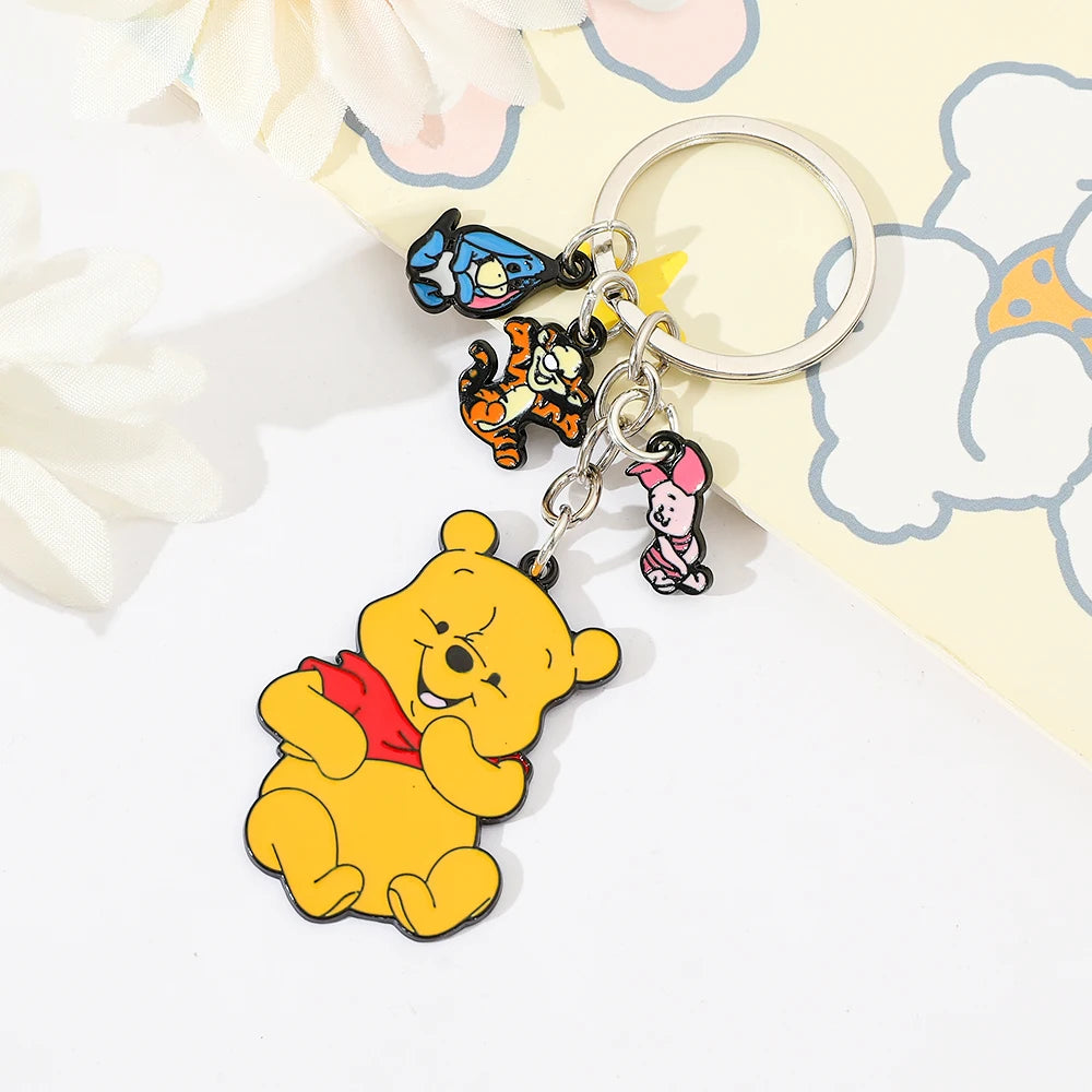 Winnie The Pooh Cartoon Keychain - Cute Anime Bear Key Ring, Birthday Gift Accessory for Friends