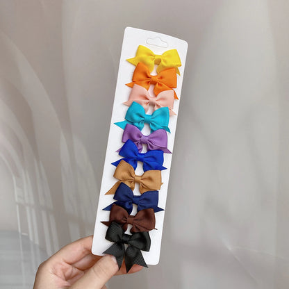 10pcs Kids Bow Hair Clips - Handmade Ribbon Bowknot Barrettes for Baby Girls Hair Accessories