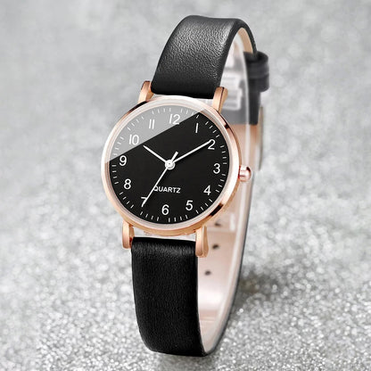 Women’s Small Dial Quartz Watch – Simple Leather Strap Ladies Wristwatch Gift
