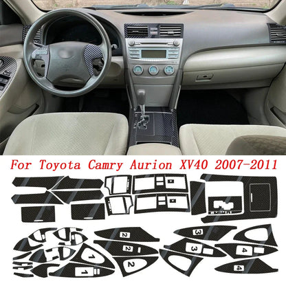 Toyota Camry Aurion XV40 2007-2011 Center Console Trim Decals - Carbon Fiber Interior Molding Sticker Set