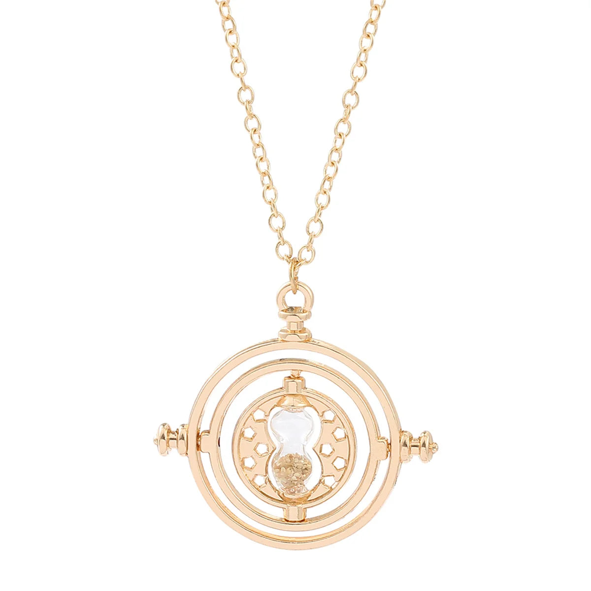 Harry Potter Time-Turner Hourglass Necklace - 360° Rotatable Cosplay Pendant and Magical Gift for Fans and Collectors