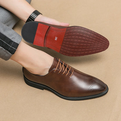 Luxury Men’s Leather Oxford Dress Shoes – High-Quality Gentleman Wedding & Office Shoes 2024