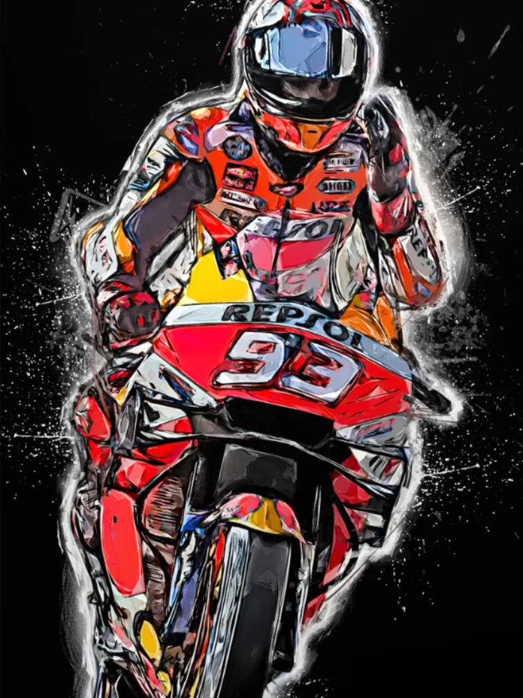 Marquez 5D Diamond Painting Motorcycle – DIY Sports Diamond Embroidery Mosaic Oil Painting for Home Decor and Gift