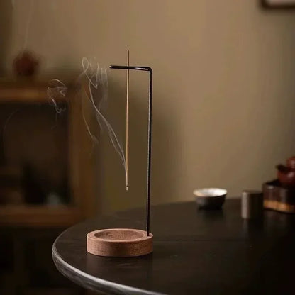 Upside Down Incense Burner - Wooden Round Stick Holder and Tray for Bedroom, Home, and Yoga Decoration