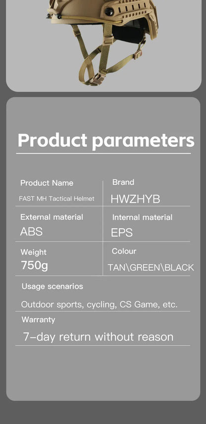 FAST Tactical Airsoft Helmet – Thickened ABS MH Helmet for Outdoor CS, PJ Air Gun Shooting Protective Gear