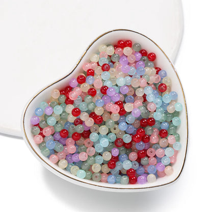 50/100pcs 4mm Colored Glass Jade Beads - Round Spacer Beads for DIY Earrings, Necklaces & Bracelets