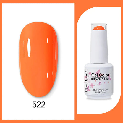 Clou Beaute 15ml Gel Nail Polish Set – Red Black White Green Neon UV Soak-Off Semi-Permanent Nail Varnish Base & Velvet Top Coat