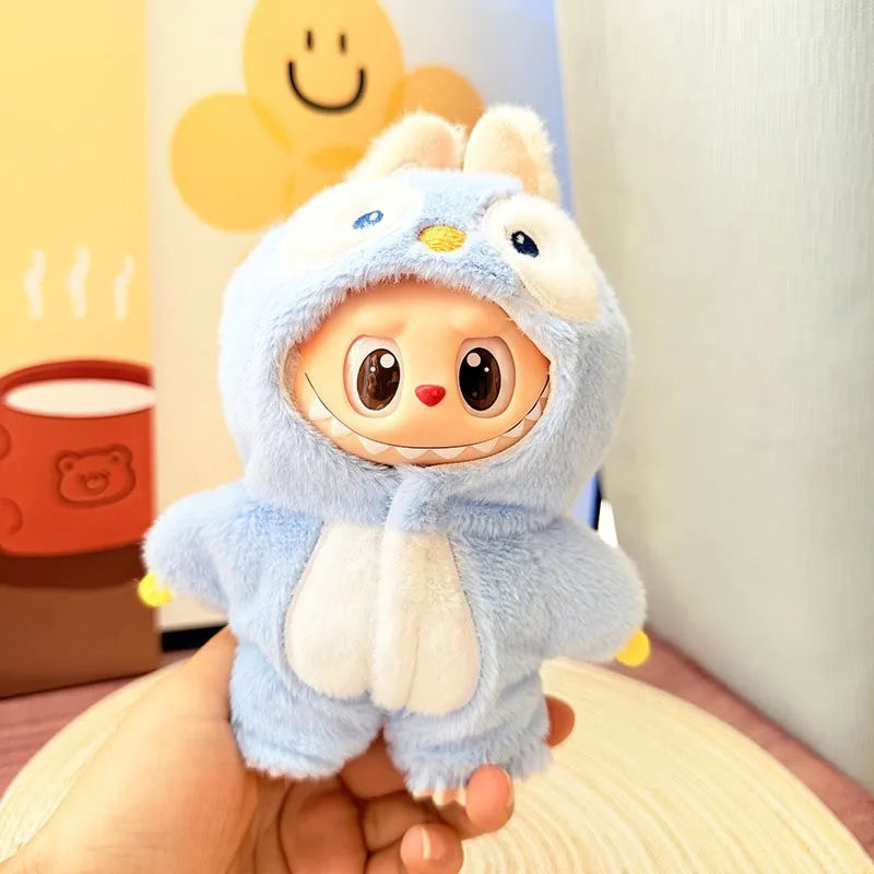 15cm/17cm LABUBU Doll Outfits – Sitting Party Plush Animal Sets for Generations 1-3, Cute Gifts for LABUBU Fans