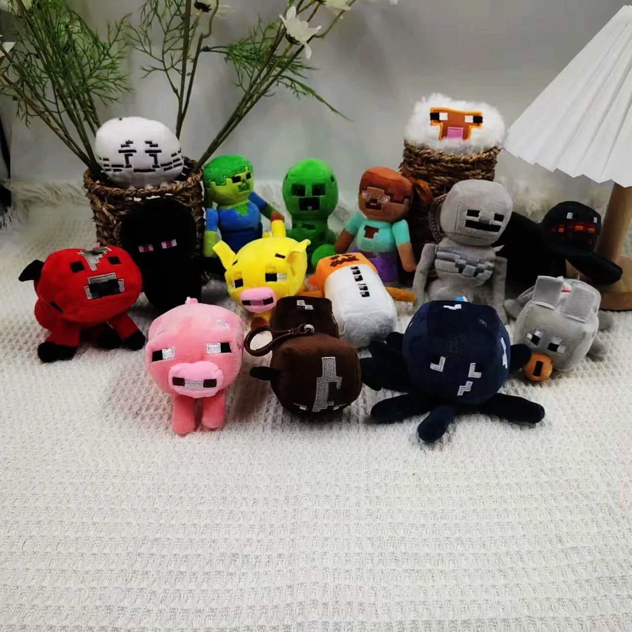 30PCS Cute Animal Plush Keychains — 10cm Pig, Dog & Dragon Stuffed Doll Pendants for Kids Gifts