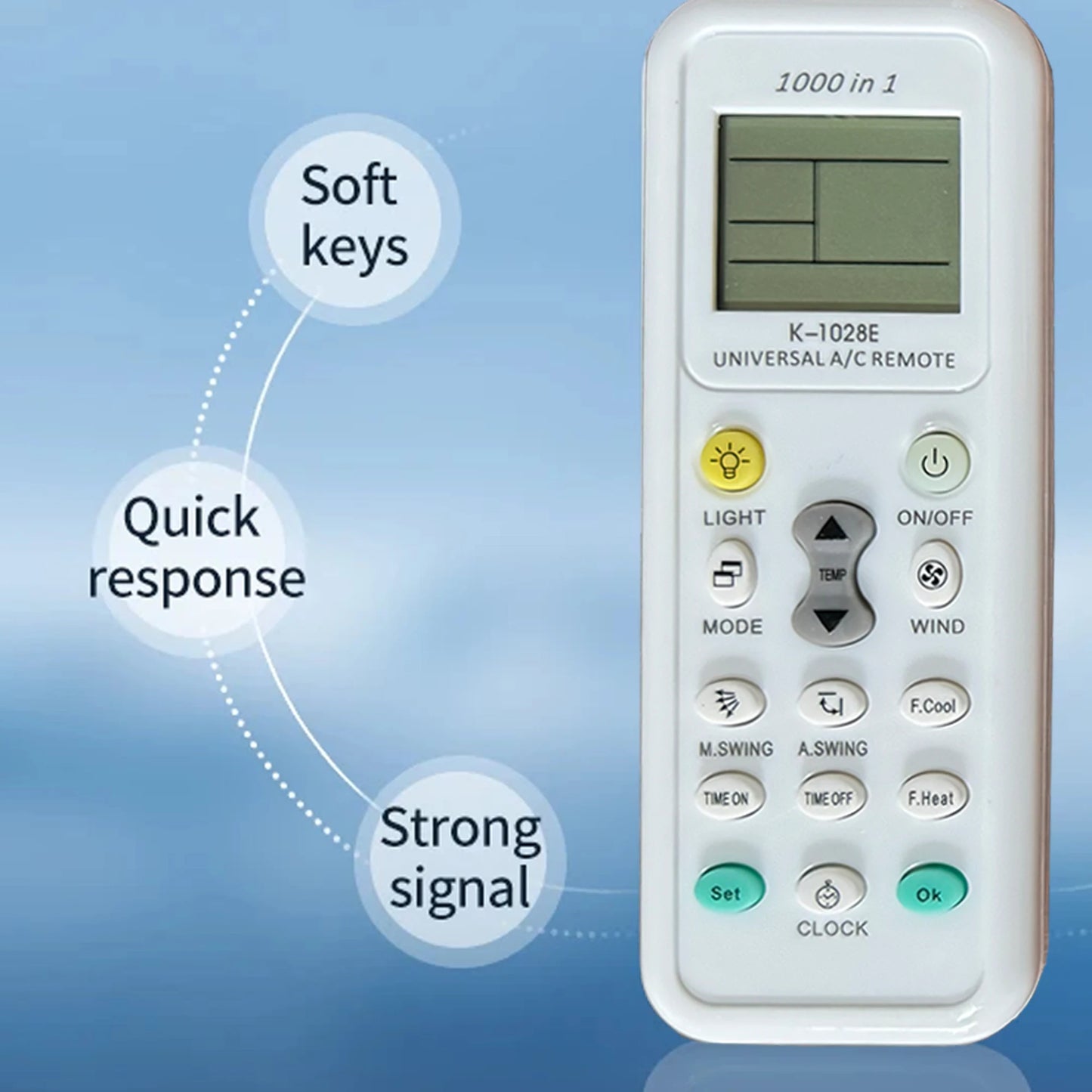 K-1028E Universal A/C Remote Control for Haier, Panasonic, LG, Sharp, Gree, Midea, & More