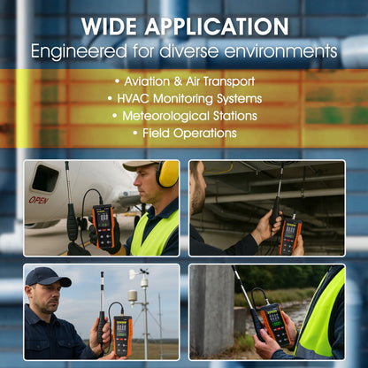 BTMETER Hot Wire Anemometer & Manometer Kit - HVAC Airflow and Gas Pressure Tester with 360° Swivel Probe, LCD Backlight & 12 Units