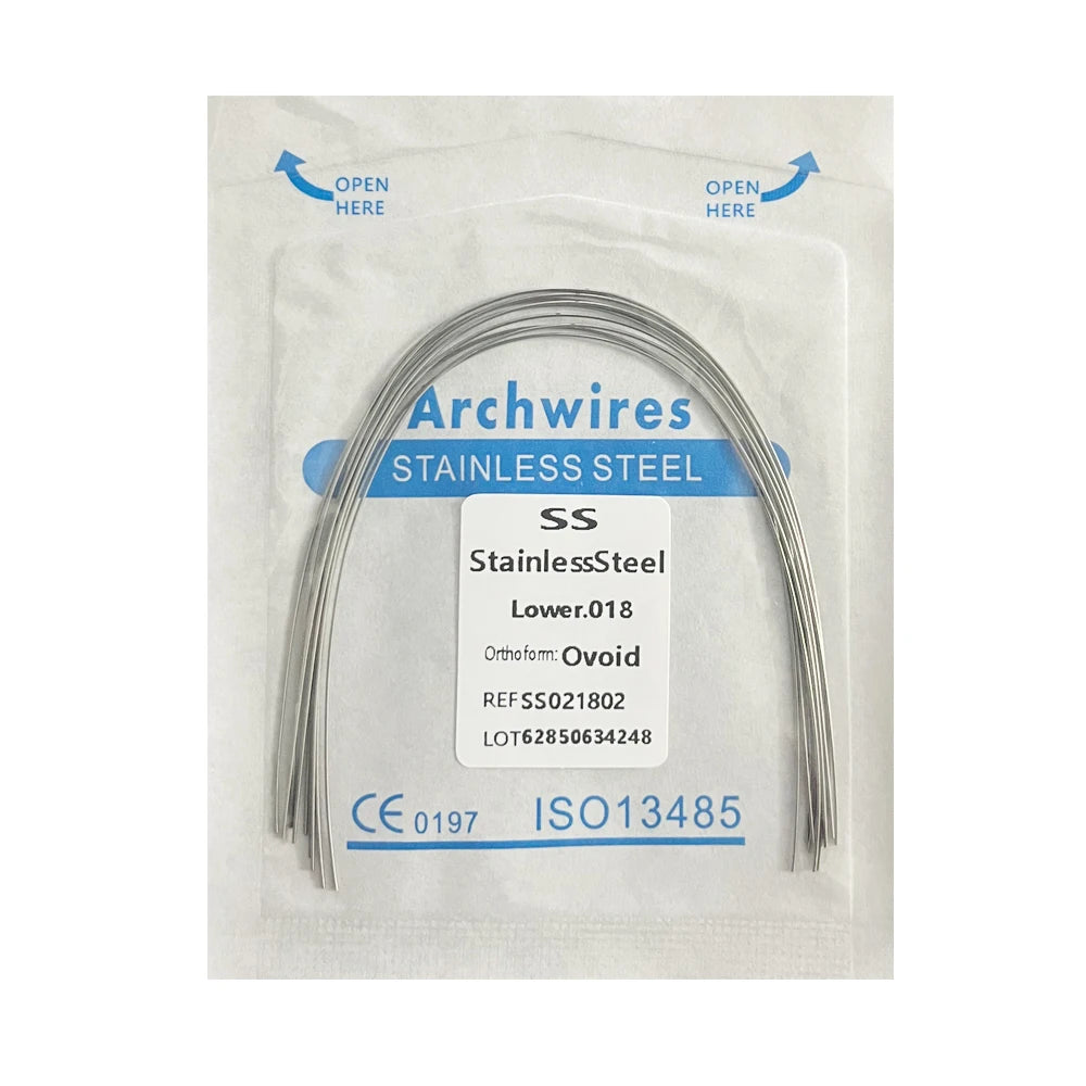 10PCS Dental Orthodontic Arch Wire Set - Stainless Steel Round & Rectangular Dentist Ovoid Form Material