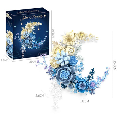 Creative Expert Eternal Moon Flowers Building Blocks – DIY Rose Bouquet Wall Decoration, Valentine’s Gift for Girls