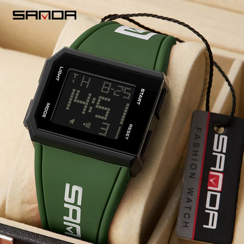 SANDA Men’s Fashion Outdoor Military Sport LED Digital Watch – 5Bar Waterproof Wristwatch