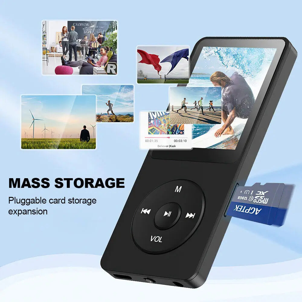 128GB Bluetooth MP3 MP4 Music Player - Lossless Audio, FM Radio & Voice Recorder for Sports
