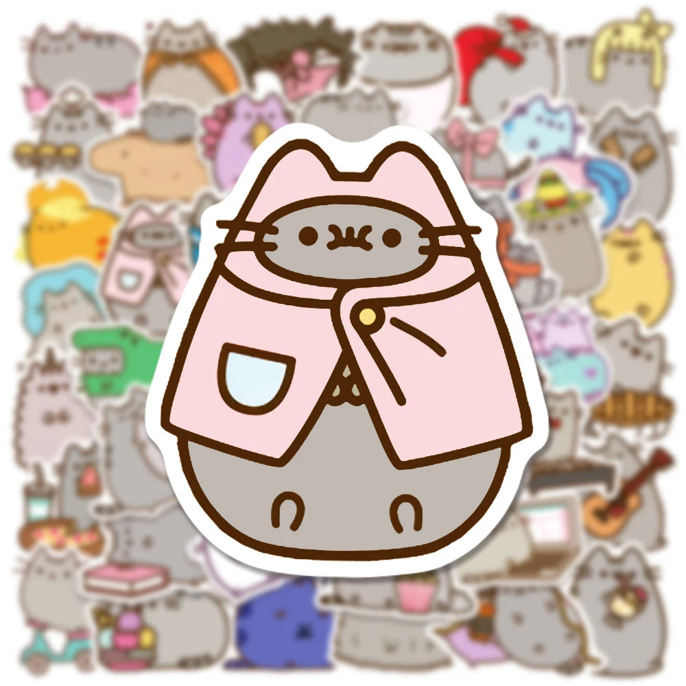 50/100-Piece Cute Cat Stickers - Waterproof Kawaii Cartoon Decals for Laptops, Stationery, Notebooks, and Kids’ Gifts