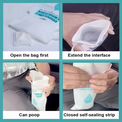 SEAMETAL 4Pcs 750ML Portable Emergency Urinal & Vomit Bags – Disposable Travel Mini Toilet Bags for Car, Outdoor & Unisex Use