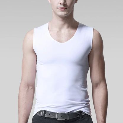 Men’s Silk Tank Top – Seamless Sleeveless Sport Vest, Plain Casual Summer Undershirt for Gym & Everyday Wear