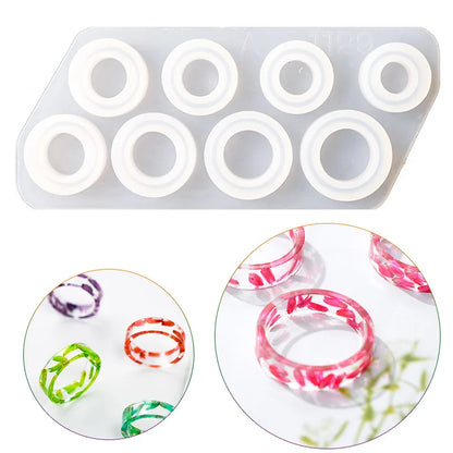 8-Piece Silicone Ring Mold Set - Assorted US Sizes 5-12 for Resin Jewelry Casting & DIY Crafts