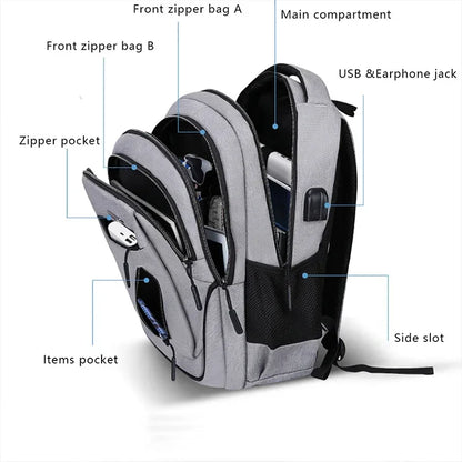 Large Capacity Oxford Backpack - 15.6” Laptop Bag for Men and Teens, Black Solid High School and College Student Backpack
