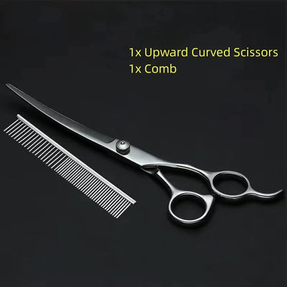 Pet Grooming Scissors Set – Professional Dog Hair Trimming Tools, Bent & Straight Scissors, Teddy Haircut Clippers