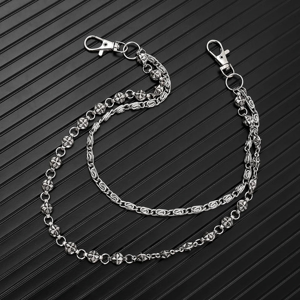 Harajuku Denim Hip Hop Chain - Personalized Punk Double-Layer Waist Chain for Unisex Streetwear