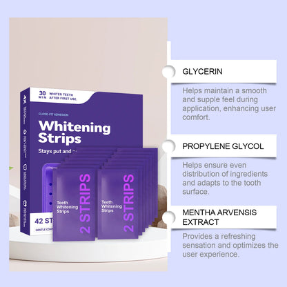 Purple Teeth Whitening Strips - Advanced Whitening Gel for Yellow Teeth Stain Removal & Bright Smile Care