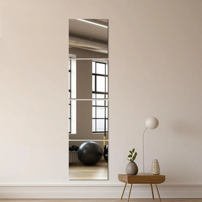 4pcs 3D Self-Adhesive Mirror Wall Stickers — Thickened 2mm Flexible Acrylic DIY Art for Living Room Decoration, 25/35cm