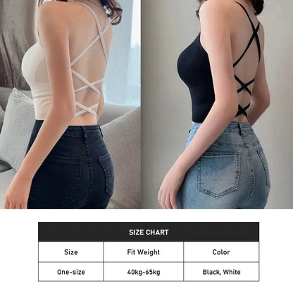 Cross Strap Women's Sports Bra - Push-Up Yoga Gym Crop Top for Fitness, Breathable Brassiere