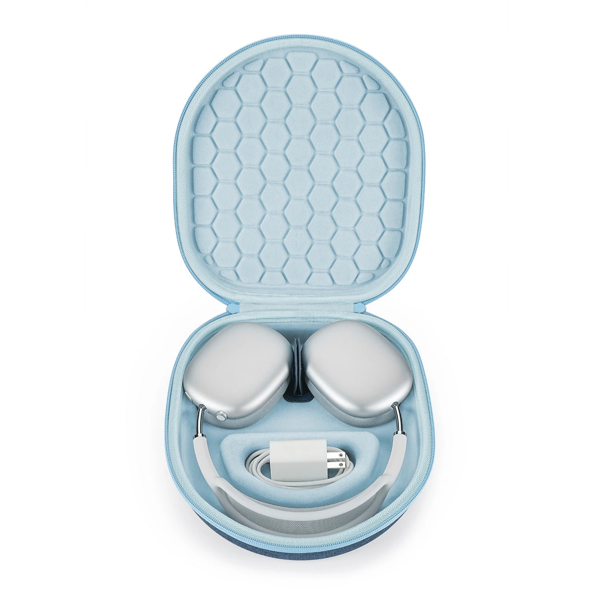 Yinke AirPods Max Travel Case - Shockproof EVA Storage Bag with Velvet Interior, Dual Zippers & Sleep Mode Support